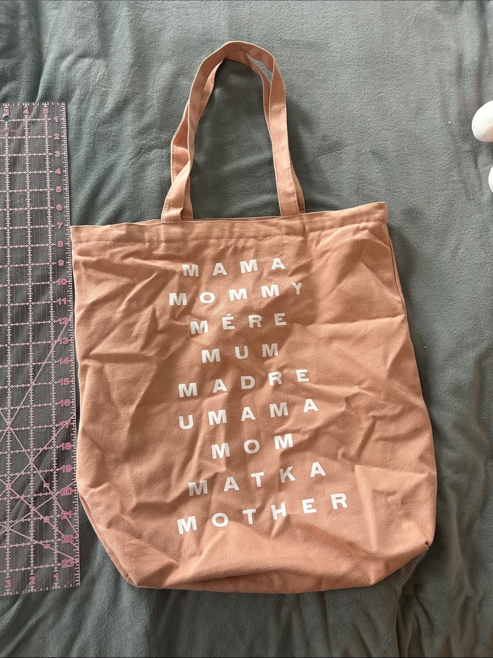 Canvas Tote Bag - Rust Pink 'Mama' Print